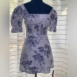 Reformation Evianna Linen Dress in Blue/White Size 2